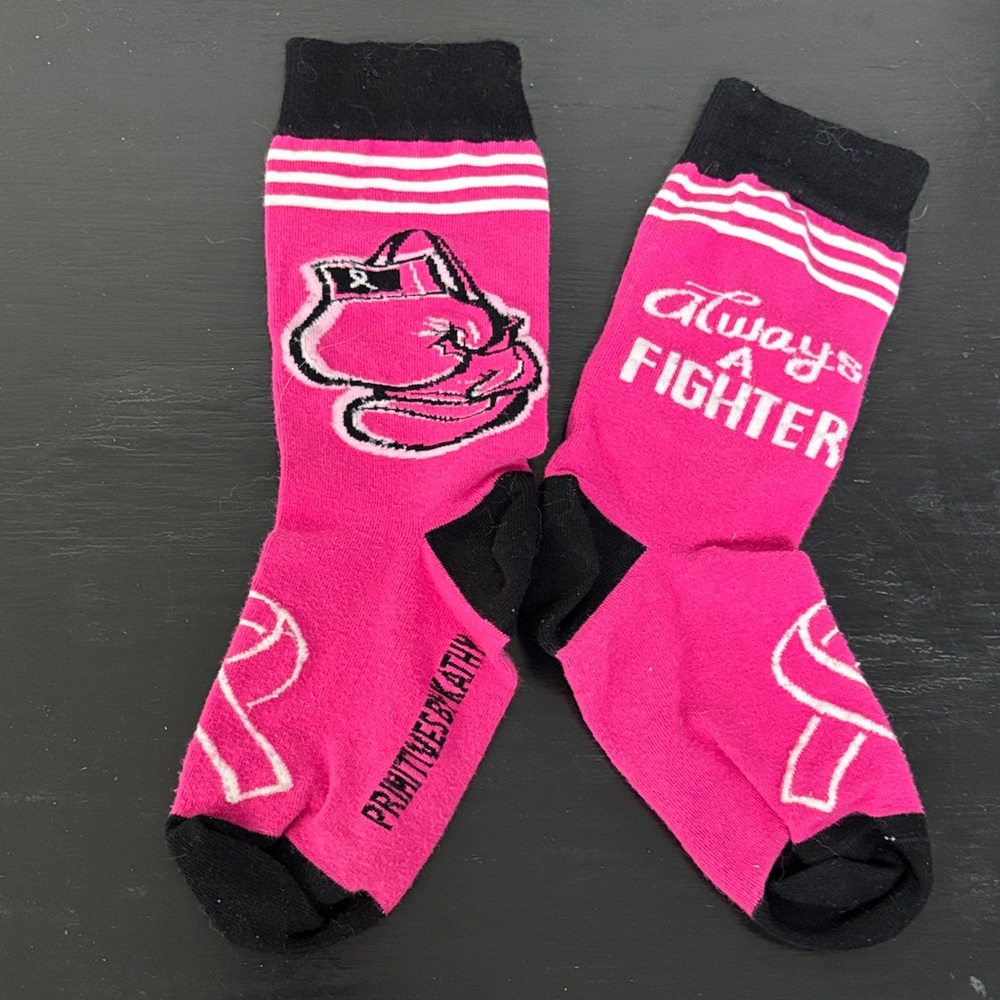 Prinitivea by Kathy Pink Ribbon 'Always a Fighter' Socks